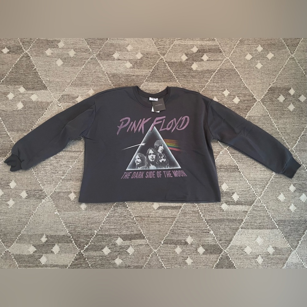 Pink Floyd Cropped Graphic Sweatshirt NWT Gray Size Medium